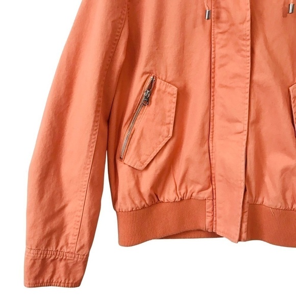 New! French Connection Cotton Bomber Peach Hooded Jacket - Picture 7 of 12